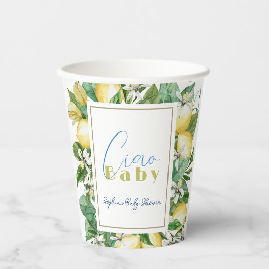 Ciao Baby Citrus Lemon Baby shower Papieren Bekers (Voorkant)
