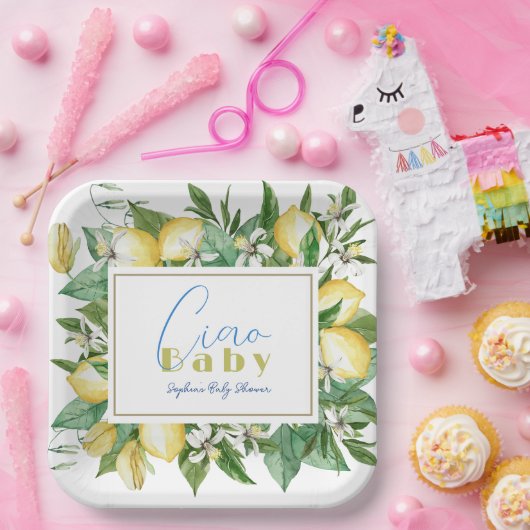 Ciao Baby Citrus Lemon Baby shower Papieren Bordje (Feest)