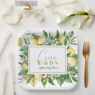 Ciao Baby Citrus Lemon Baby shower Papieren Bordje