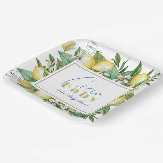 Ciao Baby Citrus Lemon Baby shower Papieren Bordje (Gebogen)