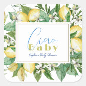 Ciao Baby Citrus Lemon Baby shower Vierkante Sticker (Voorkant)