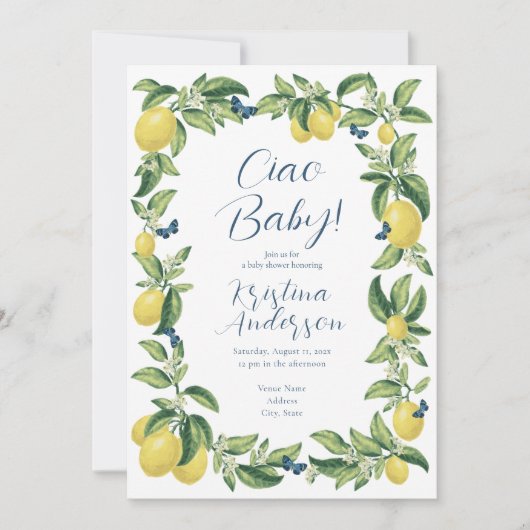 Ciao Baby Citrus Vlinder Baby shower Kaart (Voorkant)