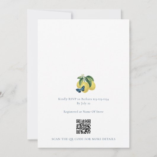 Ciao Baby Citrus Vlinder Baby shower Kaart (Achterkant)