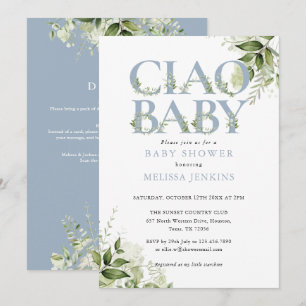 Ciao Baby Dusty Blue Bloemige All-in-One Baby Show Kaart