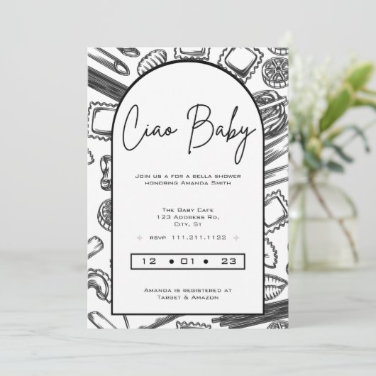 "Ciao Baby" Een baby Italiaanse pasta koken Kaart (Staand voorkant)