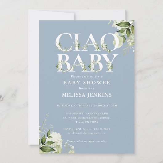 Ciao Baby Floral Alles in één stoffig blauw Baby s Kaart (Voorkant)