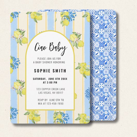 Ciao Baby, Fresh Lemons, Italian Blue Tiles  Kaart