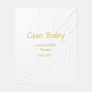 ciao baby geel goud pastel baby shower naam datum fleece deken