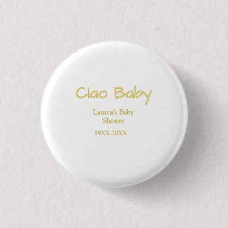 ciao baby geel goud pastelkleur baby shower naam d ronde button 3,2 cm