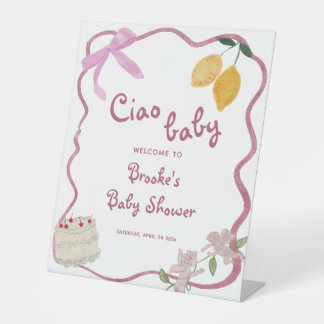 Ciao Baby Girl Baby shower Welkomstbord Reclamebord Met Voetstuk