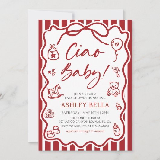 Ciao Baby grillig Italiaans Baby shower Kaart (Voorkant)