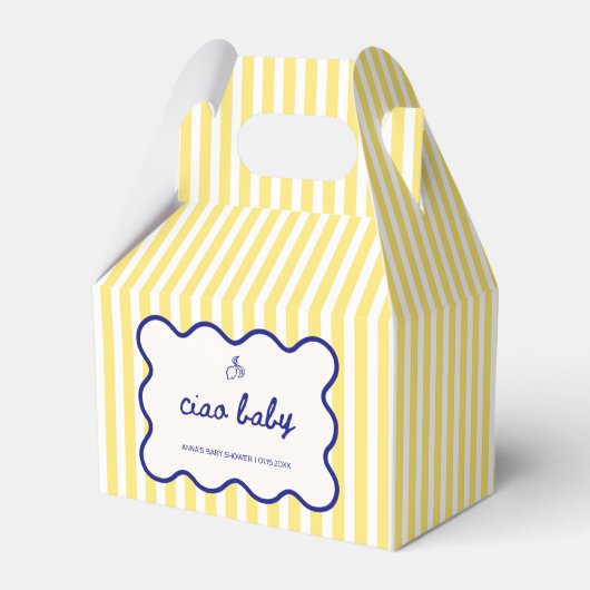 Ciao Baby Hand getekend Blauw & Geel Baby shower Bedankdoosjes (Voorkant Zijde)