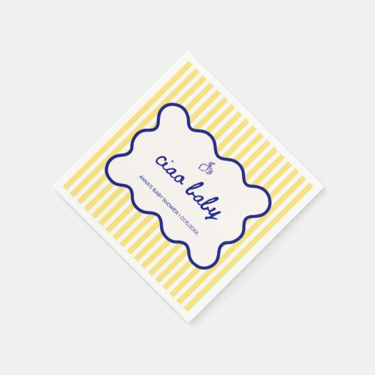 Ciao Baby Hand getekend Blauw & Geel Baby shower Servet (Hoek)