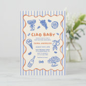 Ciao Baby Hand getekend Italiaans Baby shower Kaart (Staand voorkant)