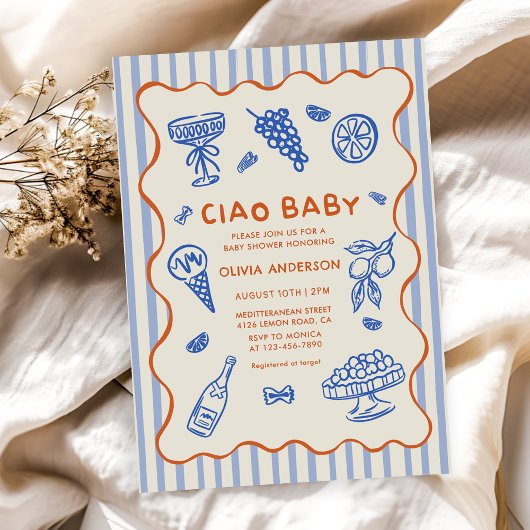 Ciao Baby Hand getekend Italiaans Baby shower Kaart