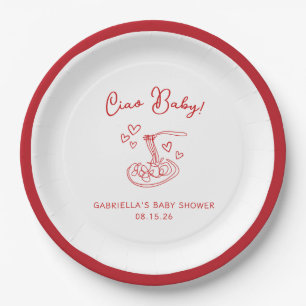 Ciao Baby! Hand getrokken Italiaans Pasta Baby sho Papieren Bordje