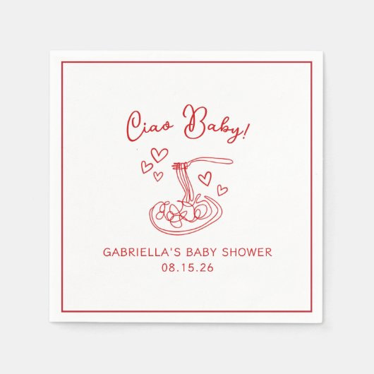 Ciao Baby! Hand getrokken Italiaans Pasta Baby sho Servet (Voorkant)