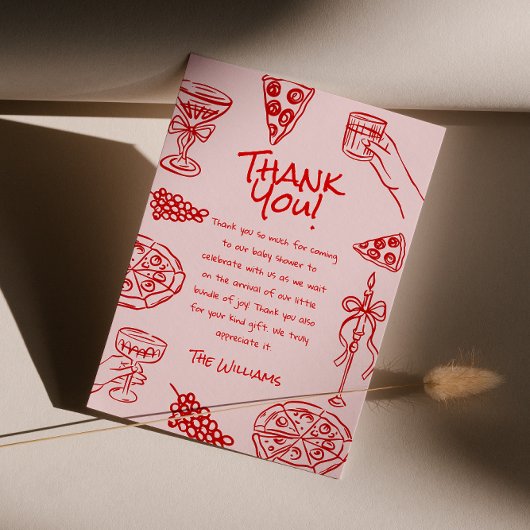 Ciao Baby Hand getrokken Pizza Italiaans Baby show Bedankkaart