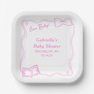 Ciao Baby handgetekende pasta Italiaans Baby showe Papieren Bordje