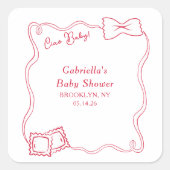 Ciao Baby handgetekende pasta Italiaans Baby showe Vierkante Sticker (Voorkant)