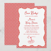 Ciao Baby! Italiaans Baby shower rode geruite past Kaart (Voorkant / Achterkant)