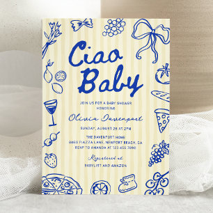 Ciao Baby Italiaans Bambino Hand getrokken Baby sh Kaart