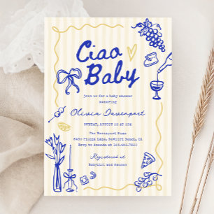 Ciao Baby Italiaans Bambino Hand getrokken Baby sh Kaart
