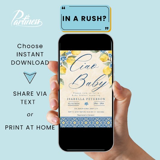 Ciao Baby Italiaans Blauwe Tegels Baby shower Kaart