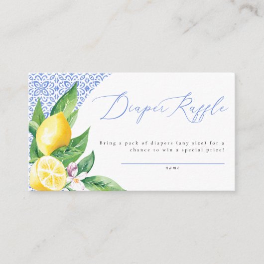 Ciao Baby Italiaans Citroen Positano Luier Raffle Informatiekaartje (Voorkant)