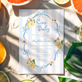 Ciao Baby Italiaans Citroenblauw Bogen Baby shower Kaart