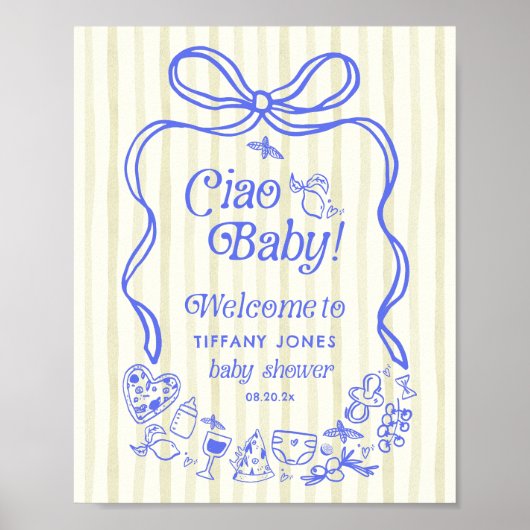 Ciao Baby Italiaans Citroenen Baby shower Welkomst Poster (Voorkant)