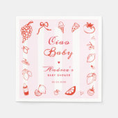 Ciao Baby Italiaans Hand getrokken citroen Baby sh Servet (Voorkant)