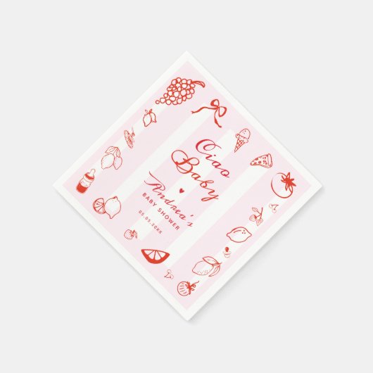 Ciao Baby Italiaans Hand getrokken citroen Baby sh Servet (Hoek)