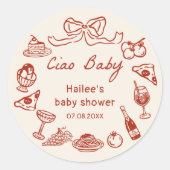 Ciao Baby Italiaans Pizza Baby shower Sticker (Voorkant)
