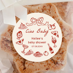 Ciao Baby Italiaans Pizza Baby shower Sticker
