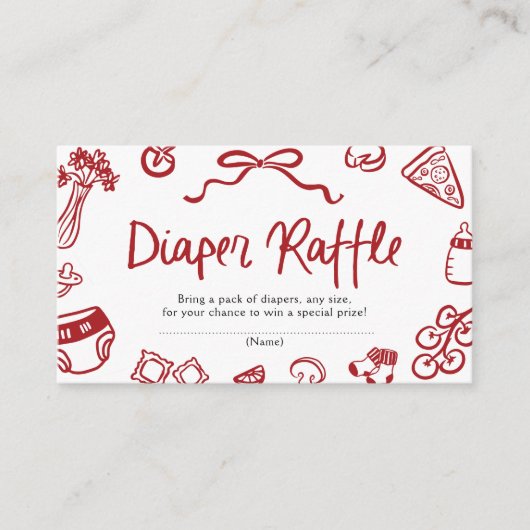 Ciao Baby Italiaans Pizzeria Baby shower Luier Raf Informatiekaartje (Voorkant)