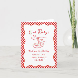 Ciao Baby! Italiaans Rode Pasta Baby shower Bedank Bedankkaart
