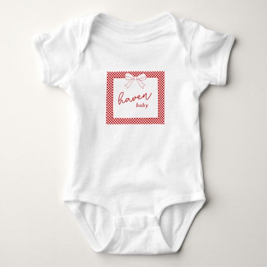 Ciao Baby! Italiaans Rood Geruit Strik Babyshower Romper (Voorkant)