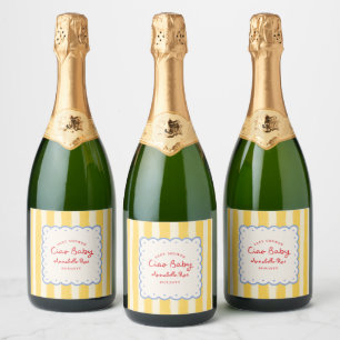 Ciao Baby Italiaans thema baby shower Med Sparkling Wijnetiket