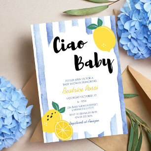 Ciao Baby Italiaans Whimsical Lemon Baby shower Kaart