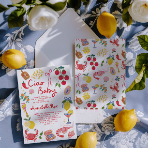 Ciao Baby Italiaanse Baby Shower Roze Rode Italiaa Kaart