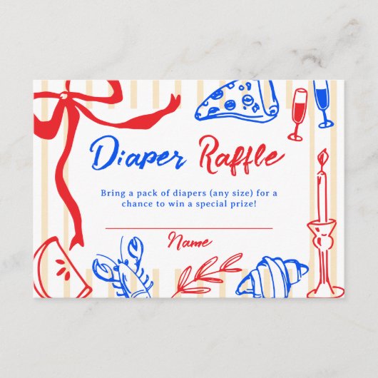 Ciao Baby Italiaanse Bambino Hand getrokken Luier  Informatiekaartje (Voorkant)