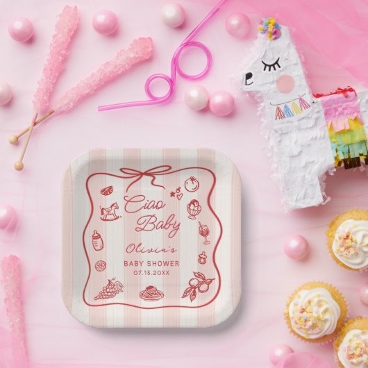 Ciao Baby Italiaanse Citroen Baby Shower Papieren  Papieren Bordje (Feest)