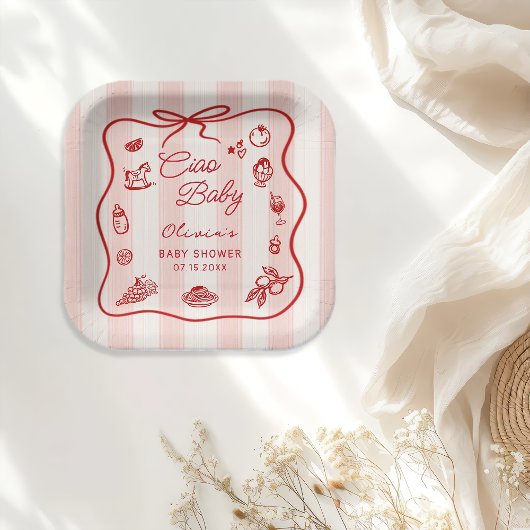 Ciao Baby Italiaanse Citroen Baby Shower Papieren  Papieren Bordje