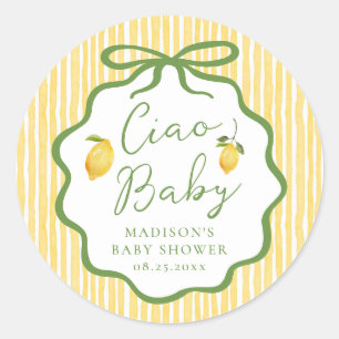 Ciao Baby Italiaanse Citroen Baby Shower Ronde Sticker