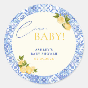 Ciao Baby Italiaanse Citroen Baby Shower Ronde Sticker