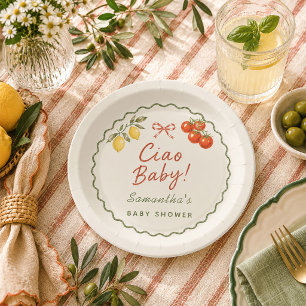 Ciao Baby Italiaanse Markt Ronde Baby Shower Papieren Bordje