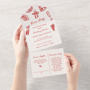 Ciao Baby Italiaanse Pizza Baby Shower All In One Uitnodiging