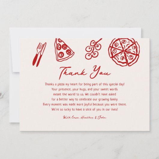 Ciao Baby Italiaanse Pizza Baby Shower Bedankkaart (Voorkant)