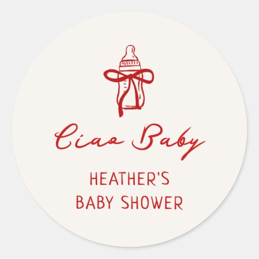 Ciao Baby Italiaanse Pizza Baby Shower Favor Ronde Sticker (Voorkant)